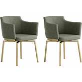 Dusty Swivel Dining Arm Chair in Olive Leatherette & Gold (Set of 2)